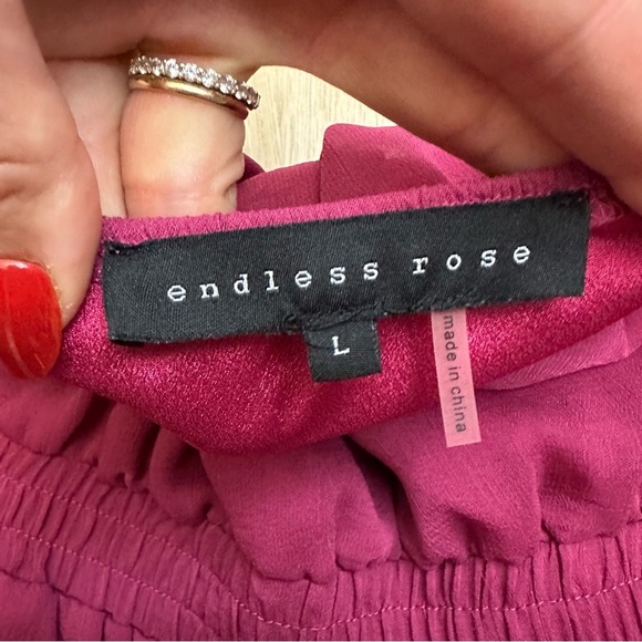 Endless Rose Berry Off Shoulder Ruffle Romper - Picture 3 of 7